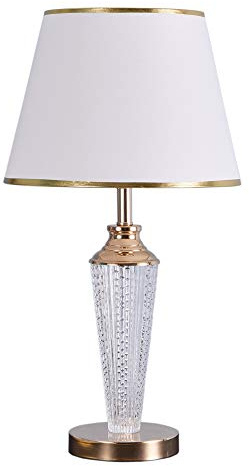RajoNN Lampada da Tavolo Lampada da Tavolo a LED in Vetro Cristallo per Camera da Letto Lampada da Comodino con Paralume Bordo Dorato Lampada da Notte