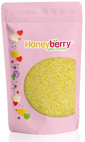 HONEYBERRY INCLUSIONS Yellow Nonpareils Sprinkles 200g - Natural Bright Yellow Hundreds & Thousands Sprinkles for Baking, Cupcake and Cake Decorations, Ice Cream and Dessert Decorating Toppers