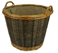 Valo Panier en osier rond avec insert en jute D x H 50 x 41 cm pour bois de cheminée, en matériaux naturels, pour protéger le sol, panier à bois VK000408