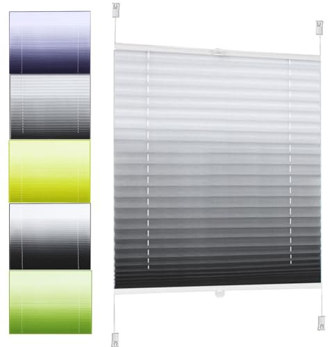 Premium Plissee Faltrollo ohne Bohren 25 x 30 cm Sichtschutz und Sonnenschutz Blickdicht Plisseerollo - Plisses - Plisse mit Klemmträger / -fix für Tür & Fenster, Grau