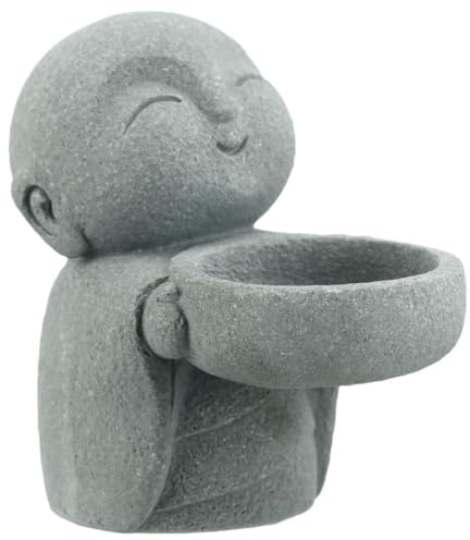 Buddha Teelichthalter aus Kunstharz, Kleine Figur im Retro Stil