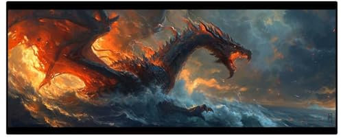 Diamond Painting Feuer Drache Diamond Painting Erwachsene 5D Diamant Painting Bilder Erwachsene Kinder, DIY Diamond Painting Set Strass Stickerei Malerei für Home Wand Dekor Geschenke 115x55cm -123BD