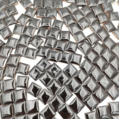 500 g quadratische Keramik-Mosaikfliesen zum Basteln, 1,2 x 1,2 cm, Porzellan-Mosaikfliesen, quadratische Mosaikstücke für DIY-Mosaikprojekte, Heimdekoration (schwarz)