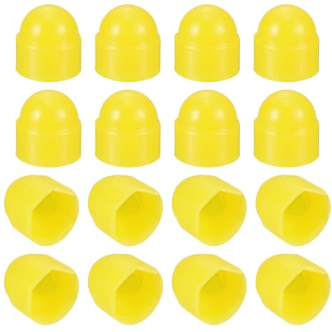 QUARKZMAN 50 piezas de Tuerca Hexagonal, Tapa de Protección de Tuerca de Plástico Amarillo M4 para Tornillos Hexagonales, Pernos