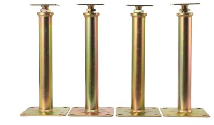 TABODD 4 Stück Pfostenträger mit 2 Platten, Stützenfuß Pfostenträger Höhenverstelbar 11-3/5 to 16-1/10 zoll, Verzinkt Bodenfuß Stützfuß Pfosten Füße Bodenplatte für Zäune, Unterstände, Carports