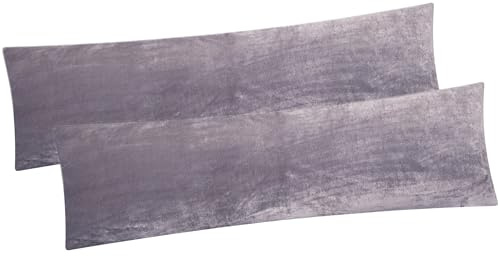 2 x Fleece Seitenschläferkissen Bezug 40x145cm (Anthrazit 40x145cm 2-Stück) | flauschig weich und warm, kuschelig, 2er Set, Winter, Reißverschluss