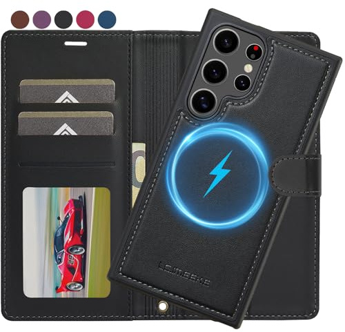 Ailicici für Samsung Galaxy S23 Ultra Hülle, [Abnehmbar] 2-IN-1 Abnehmbare magnetische Hülle, Kabelloses Laden, Kartenfach Leder Case, Handyhülle RFID Klapphülle, Schutzhülle Galaxy S23 Ultra 5G Hülle