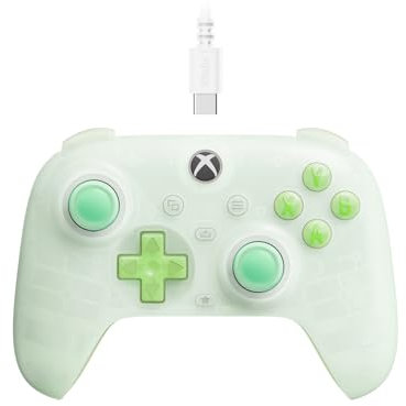 8Bitdo Ultimate Mini Wired Controller for Xbox with RGB Lighting Fire Ring, Hall Effect Joysticks and Triggers, for Xbox Series X|S, Xbox One, Windows 10/11 - Officially Licensed (Translucent Green)