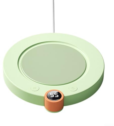Elektrischer Getränkewärmer, 55 °C bis 75 °C, Smart-Tassenwärmer, Thermostat-Untersetzer für heißen Kaffee, Tee, Espresso, Milch, Kerze, Wachs mit automatischer Abschaltung (halbes Grasgrün)