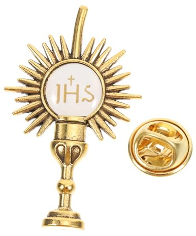 OFFIGAM Kreuzbrosche Für Erste Kommunion Religiöse Anstecknadel Mit Einzigartigem Kelchdesign Vielseitig Einsetzbar Für Zeremonien Und Alltägliches Tragen Verarbeitet Und Vergoldet