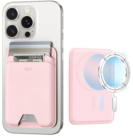ESR for MagSafe Wallet, 5-Card Holder with RFID Blocking, MagSafe Sticker Included, Slim Magnetic Wallet for iPhone 17/16/15/14/13/12 & Google Pixel 10 & Selected Samsung Devices, Not mini, Light Pink