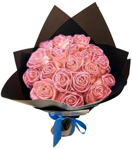 CUCUFA Glitzer Rosen Bouquet, künstliche Blumen Glitzer Rose, falsche Rosenblumen mit Stielen, glänzende falsche Rosenstrauß