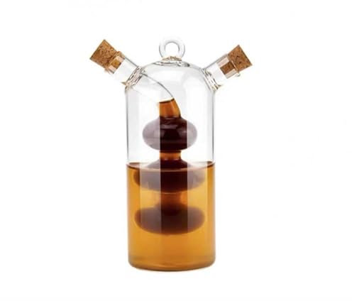 BYWXW Dispensador de vinagre de Aceite de Oliva,Sellada aceitera y vinagrera 2 en 1 Recipiente,vinagre de Vidrio Transparente y Botellas de Aceite,Botella dispensadora Doble Boquilla (Size:c-Syle)