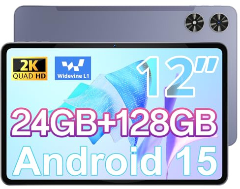 Android Tablet 12 Inch with 𝟑𝟎𝐆𝐁 𝐑𝐀𝐌 𝟏𝟐𝟖𝐆𝐁 𝐑𝐎𝐌, Octa-Core Processor, 2000 * 1200 FHD IPS Touch Screen, 5MP+13MP Dual Camera, 8800mAh Battery, 2K Android 16 Tablet, 2.4G/5G WiFi, BT 5.0