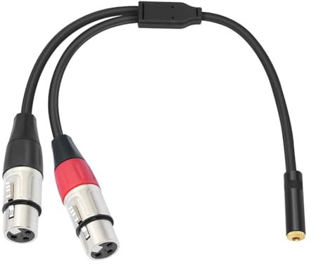 Cpolebev Adattatore Doppio XLR A 1/8 Femmina, Mini Jack Bilanciato (3,5 Mm) Femmina A Microfono, per Mixer Altoparlanti