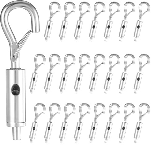Turnbuckle Kit, Stainless Steel Turnbuckles for 1/16-3/32 Galvanized, 24pcs Wire Tensioner Kit for Wood Post of 1/16-3/32 Cable Railing, String Lights Hanging, with Eye Hook, Sleeves, Thimbles