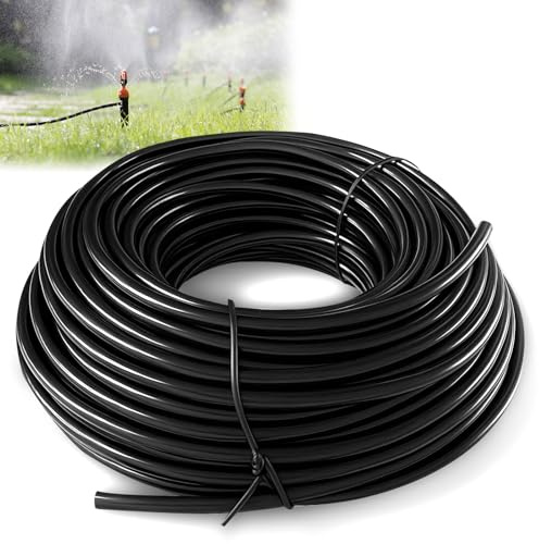 Manguera de riego, manguera micro goteo, diámetro interior 4 mm/diámetro exterior 7 mm, tubo de suministro negro, se puede colocar por debajo y por encima del suelo (30 metros)