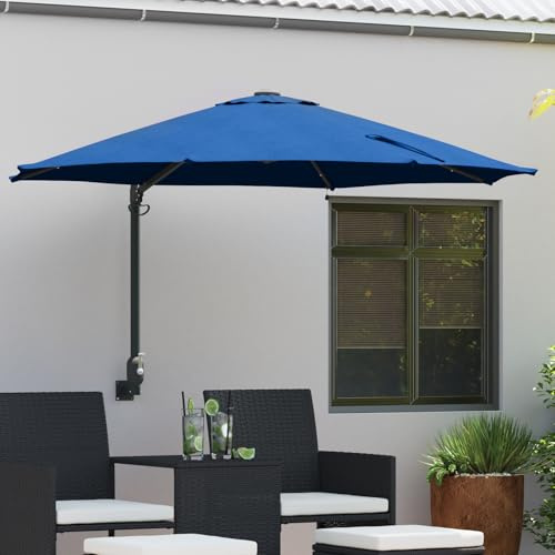Générique Parasol Mural de Jardin avec LEDs Bleu Azur 248 cm,Parasols & voiles d'ombrage,9.15KG-42003250