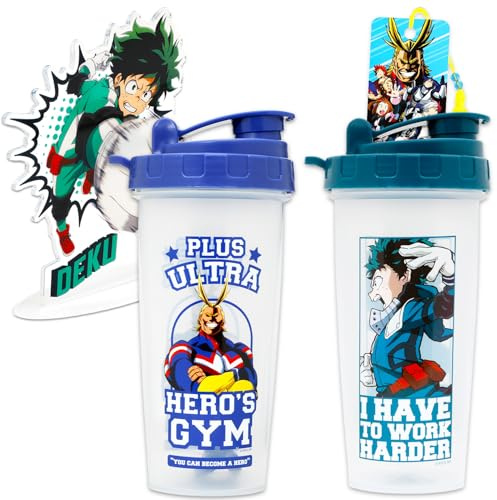My Hero Academia Drinkware for Adults - Anime Bundle with 32 Oz Water Bottle and 20 Oz Shaker Bottle Plus More Merchandise for Men, Women
