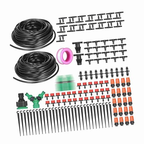 Ausla Ensemble d'irrigation Goutte à Goutte, Système d'arrosage Automatique avec Minuteur Réglable pour les Plantes de Jardin et la Serre (Tube de 30 mètres)