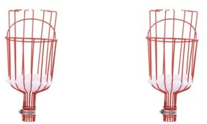 HKWFKAWA 2 set Fruit Picker Basket Practical Fruit Grabber Reach Tool for Limes Lemon Plums Red 33.5x14.5 cm