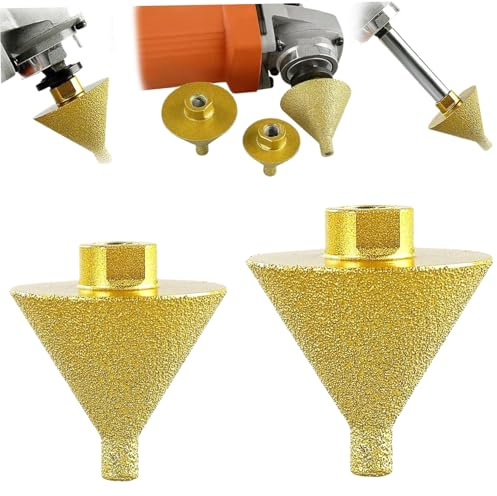 Juego de brocas avellanadoras resistentes de 38 mm y 50 mm Brocas de diamante en forma de paraguas para azulejos de porcelana 2 piezas de biselado de diamante para amoladoras angulares