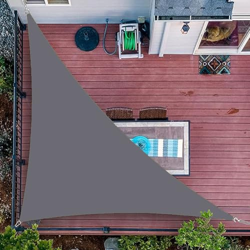Vela ombreggiante per esterni, resistente, triangolare, 95% di protezione dai raggi UV, impermeabile, per patio, giardino, terrazza, pergola, colore grigio scuro (4 x 4 x 4 m)