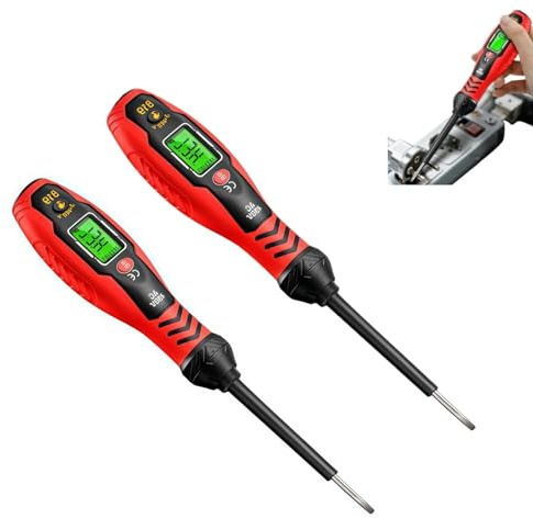2PCS Intelligent Non Contact Voltage Tester Pen,Flat Head Screwdrivers,Electric Tester Pen,Wire Breakpoint Finder,Electrician's Live Wire Detector,High Torque Magnetic Electrical Tester Tool,Red