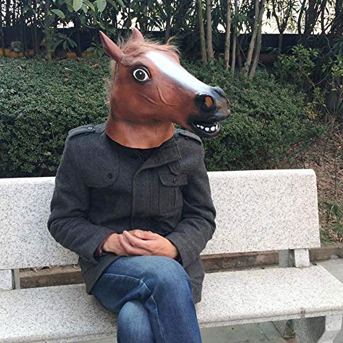Fyearfly hästhuvudmask latex heltäckande huvudskydd realistisk djurkostym för halloween cosplay fest