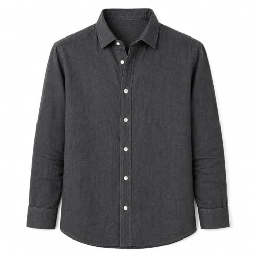 Blue coast yachting Camisa de Lino y Algodón Hombre Manga Larga Regular Fit