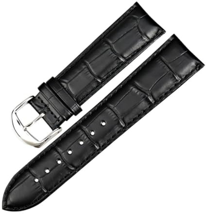 yangfangmei Klockarmband Bälte Svart Läderarmband Klockband 18mm 20mm 22mm Klocktillbehör Armband(Black,22mm)