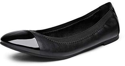 DREAM PAIRS Women's Sole-Flex Black Ballerina Walking Flats Shoes Size 8 US/ 6 UK