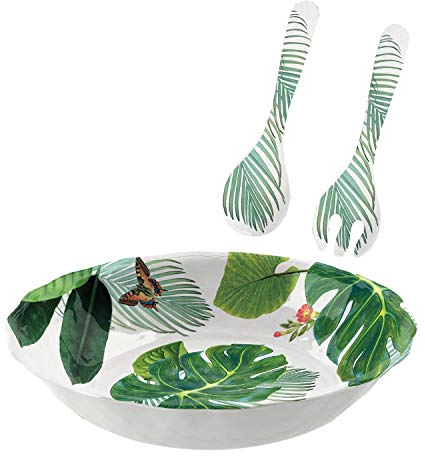 Tropical Jungle Outdoor/Picnic/BBQ 2 Piece Plastic/Melamine Salad Serving Set