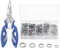 Keadic 200Pcs/5 Sizes Fishing Split Rings 9mm 8mm 7mm 6mm 5mm- Double Snap Loop Lure Connectors with Fishing Pliers Fish Hook Remover for Jigging Hooks and Lures Tackle Set