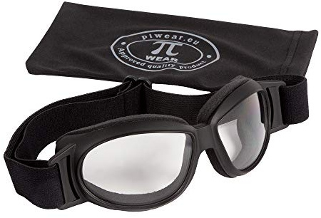 PiWear® Black Hills klar (CL) I kleine Motorradbrille über Helm winddicht rutschfest gepolstert beschlagfrei