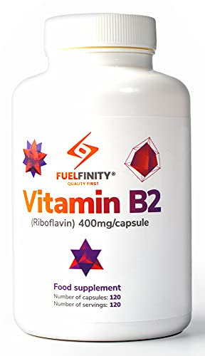 FuelFinity® - Premium Vitamin B2 Riboflavin 400mg per Capsule - 120 Days Supply - Highest Manufacturing Standards- no additives - Vegan