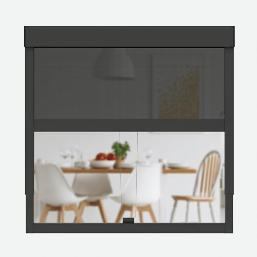 CLIP'N'SHADE Grau - Aussenrollo gegen Hitze, Jalousie, Sichtschutz und Abdunkelung für Fenster, Hitzeschutz Rollo ohne Bohren (Breite: 110 cm, Höhe: 60-90 cm, Transparent)