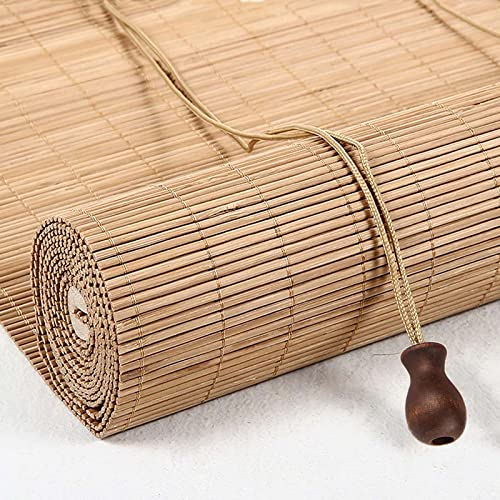 Suwooy Bambusrollo 50cm 60cm 80cm 90cm 100cm 120cm Breit,Sichtschutz Rollläden,Sonnenschutzvorhang Für Innen Aussenbereich,Rollo Bambus,Für Türen,Fenster,Pergola,Garten,Terrasse,W×H-50x60cm/20x24in