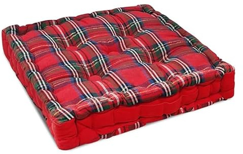 INTRECCI Cuscino Mattonella 40x40 Tartan Scozzese, Cuscino Per Sedia Tavola di Natale Addobbi di Natale Decorazioni Natalizie