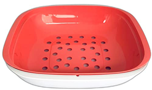 Tupperware Allegra Servierschale Siebservierer 1,33 L lachs weiß mit Sieb Auffangschale