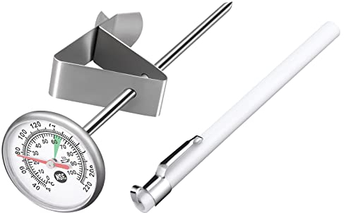 Efengcook Instant Read 1-3/4 Inch Food Thermometer with Clip,Best for The Coffee Drinks,Chocolate Milk Foam (White Dial 1)