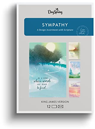 DaySpring - When Words are Hard to Find - 4 Watercolor Greeting Card Design Assortment with Scripture - 12 Sympathy Boxed Cards & Envelopes (U1204)