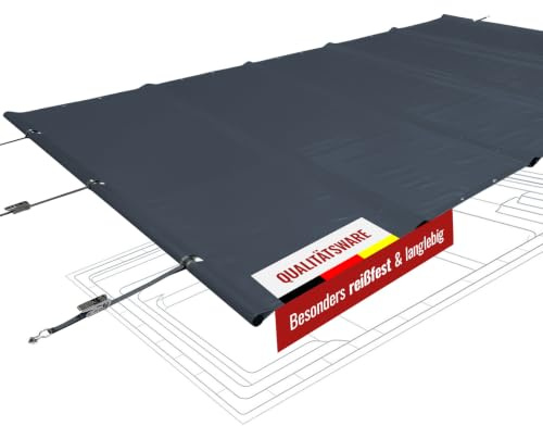 ANKO PLANEN Rechteckige Poolplane Rollschutz 680g/m² - für Sommer & Winter - Poolabdeckung rechteckig - wasserdicht & UV-beständig - anthrazit RAL7016-3,5m x 5,5m