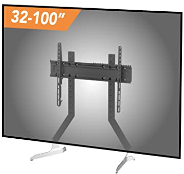 MAHARA Large Universal TV Stand, Table Top TV Stand, Replacement Feet for 32-100” TVs, Height Adjustable, Four Width Settings, Max TV Weight 68kg, will fit VESA 100 x 100mm to 600 x 400mm