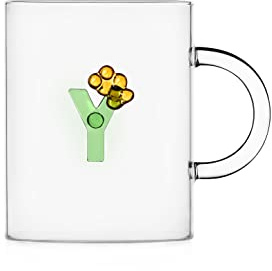 Ichendorf Milano Mug Y | Collezione Bloom Alphabet | 47 cl | Vetro Borosilicato | Fatto a Mano