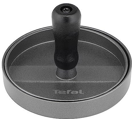 Tefal K18511 Hamburger-Presse 12 cm | für perfekte Fleisch-, Fisch- & Veggie-Burger | spülmaschinengeeignet | Antihaftbeschichtung | Grillzubehör | Schwarz/Grau