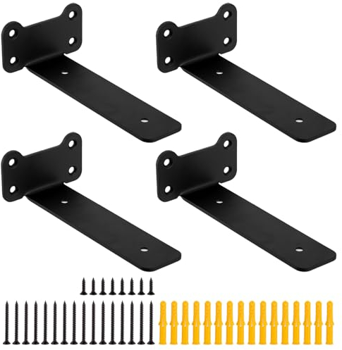 4 Pz Staffe per Mensole Pesanti,Staffa per Mensola, Reggimensola, Staffe Mensole da Muro a L, Reggi Mensola da Muro, Supporto per Scaffali Casa Cucina Ufficio (Stile orecchio di gatto, nero 150MM)