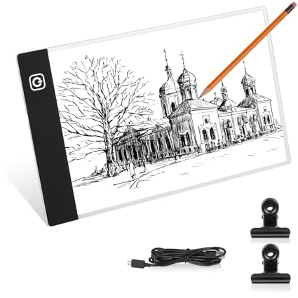 Lanvixo Leuchttisch A5 LED Lightbox, Leuchtplatte Ultra-dünne Light Box mit 3 Helligkeit Einstellbar, Lichtbox Light Pad für Diamant Painting Zeichnen Skizzieren Animation Röntgenbetrachtung