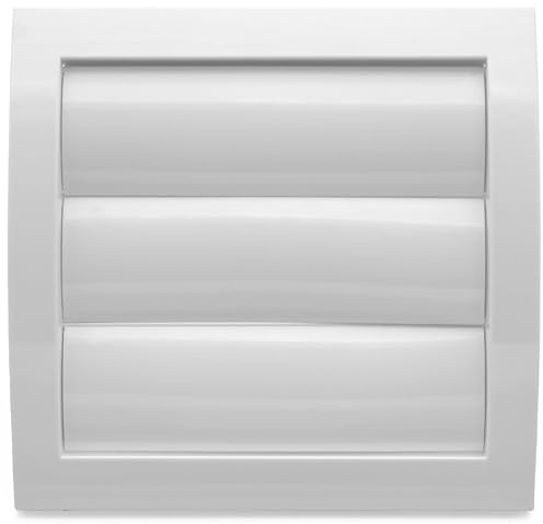 H&C VENT Rejilla Ventilación con Persiana de 190 x 190mm con Conector │ Cubiertas de Ventilacion con Láminas Móviles │ Extractor Rejilla Aire Acondicionado Conductos Pared Baño │ Mosquitera Exterior