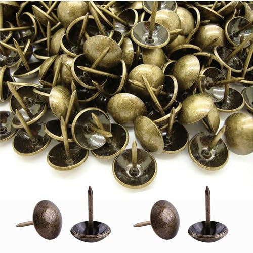 1000 Pièces Clous de Tapissier, Basicon Robuste 17X11 MM Bronze Clous Tapissier Décoratifs Clou Rétro DIY Clous d'Ameublement pour Meubles Canapés Fauteuils Lits Chaises Vintage Decoratif